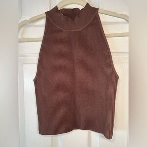 Babaton Chocolate Ribbed Knit Top Size Medium‎